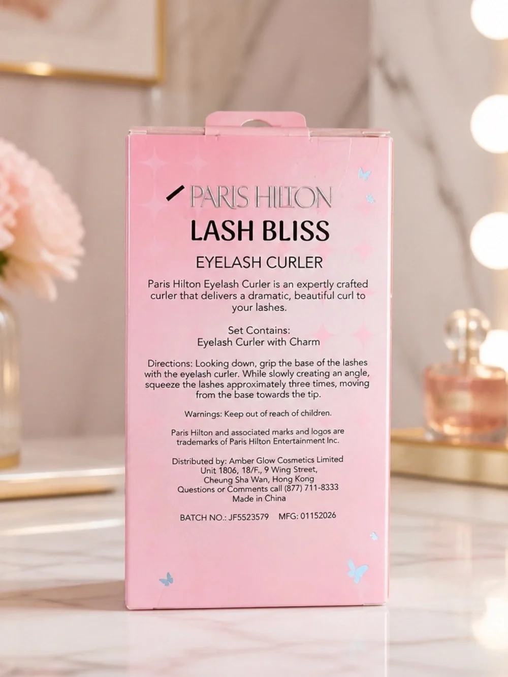 Paris Hilton Lash Bliss Eyelash Curler Pink Silver With Charm
